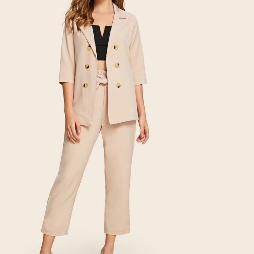 NEW! APRICOT BLAZER WITH BELTED PANTS